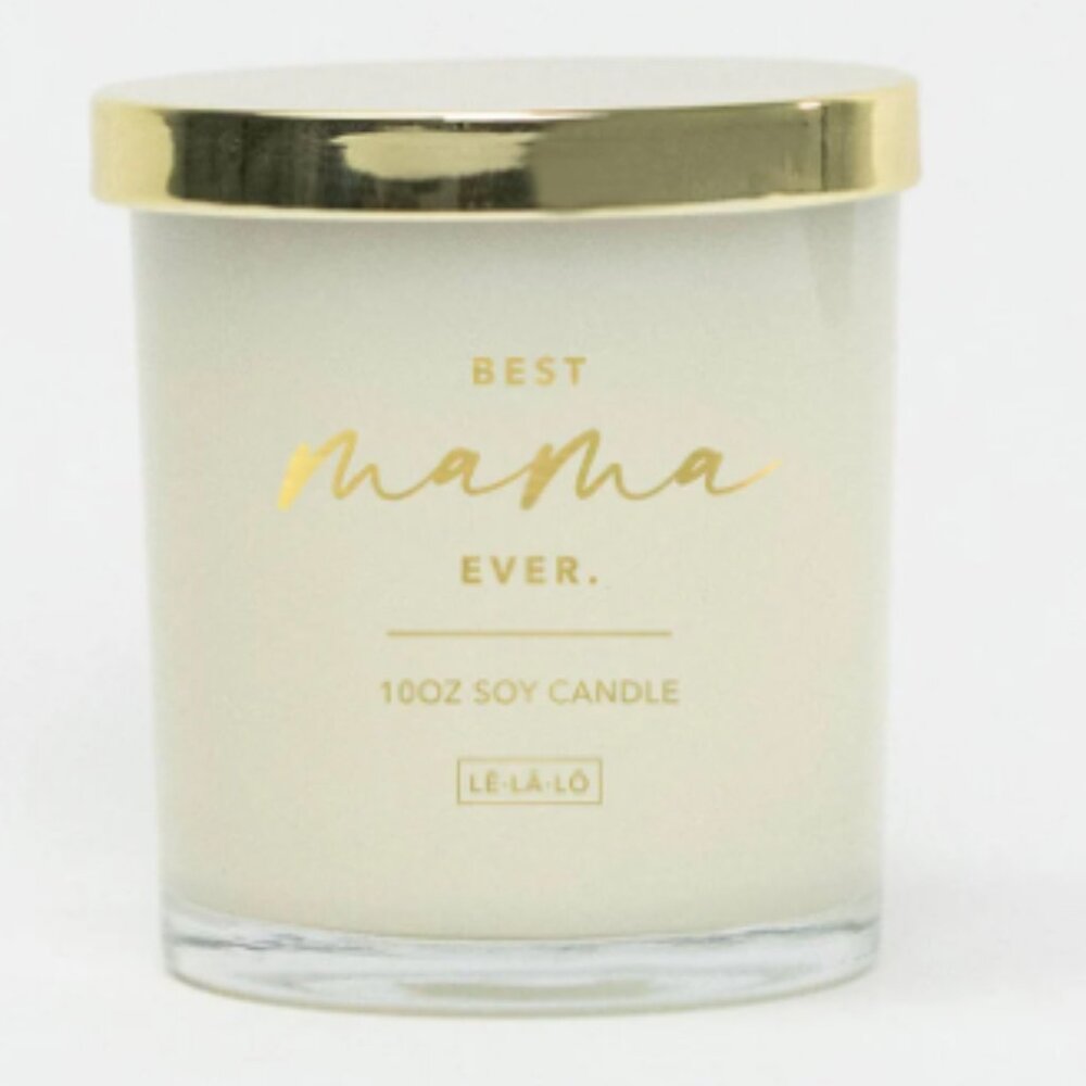 Le La Lo Glass Gold Lidded Candle - Best Mama Ever